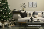 Neutral colours in living room at Christmas