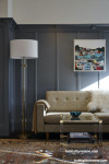 Mid-century meets Hollywood glam in this living space. 
