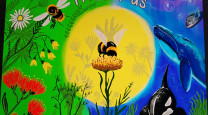 Buzzing with colour: Award-winning nature mural unveiled in Maraetai photo