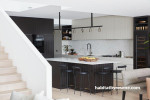 Kitchen, neutral kitchen, black and white kitchen featuring Resene Double Ironsand and Resene Double Thorndon Cream