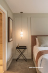 Bedroom, bedroom featuring Resene Quarter Olive Grey