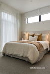 Bedroom, earthy-toned bedroom, bedroom featuring Resene Half Truffle