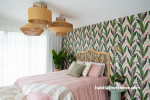 Bedroom, tropical-inspired bedroom, bedroom featuring Resene Wallpaper
