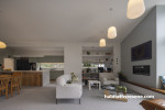 Living area painted in Resene Double Sea Fog and Resene Emerge