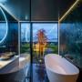 Moody tones in bathroom creates luxurious feel