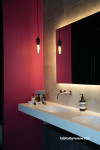 Bathroom, magenta bathroom painted in Resene Rouge