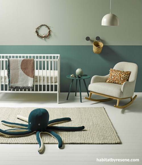 nursery inspiration, green nursery ideas, nursery decor, green feature wall ideas, nursery design