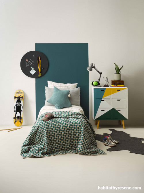 teen bedroom inspiration, teen bedroom ideas, diy headboard, painted headboard, diy drawers