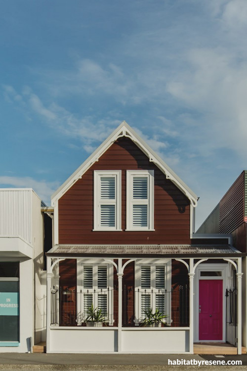 house exterior, brown house, brown exterior, brown cottage, Nelson house