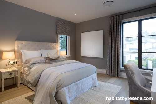 bedroom, spare bedroom, quest bedroom, grey bedroom, neutral bedroom, grey interior