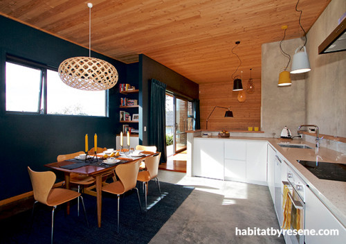 contemporary bach, modern cabin, contemporary cabin, modern cabin living, new zealand cabin