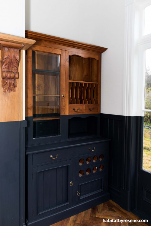 dip painted effect, grey dresser, grey cabinet, grey kitchen, white and grey, painted cabinet