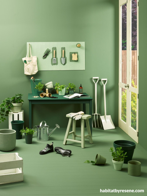 she shed, garden shed ideas, garden shed inspiration, garden shed design, green interior ideas
