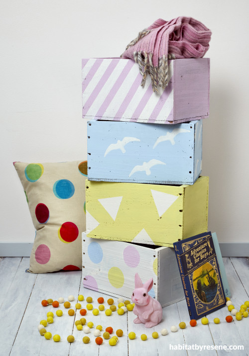 diy, upcycling, painted boxes, diy toy boxes, kids storage, children's bedroom, kids bedroom